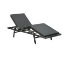 Sun Lounger with Cushion Poly Rattan Grey