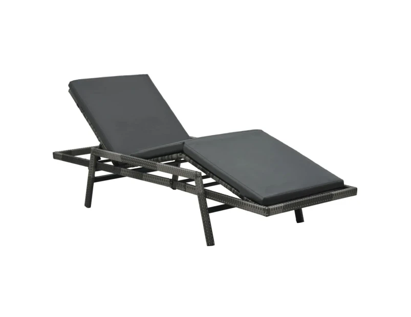 vidaXL Sun Lounger with Cushion Poly Rattan Grey