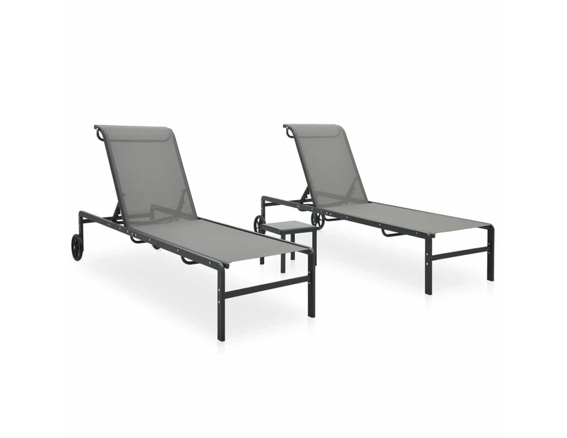 vidaXL Sun Loungers 2 pcs with Table Textilene and Steel