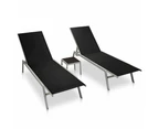 vidaXL Sun Loungers 2 pcs with Table Steel and Textilene Black