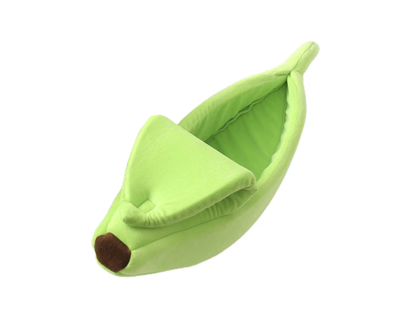 Pet Bed Creative Shape Soft Windproof Realistic Looking Keep Warm Cloth Funny Banana Cat Bed House Cozy Pet Sleeping Mat Pet Product-Green