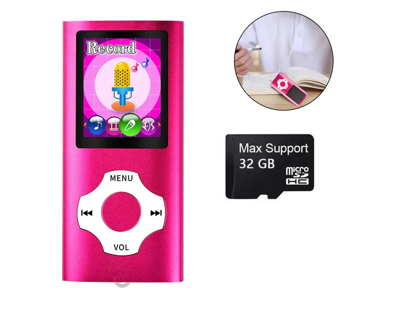 Mp3 Player,Music Player With A 32 Gb Memory Card Portable Digital Music Player,Pink