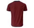 WeMeir Men's Short Sleeve Henley Shirts Casual Button Down Shirts for Men All-match Cotton T-shirts Undershirts - Wine Red