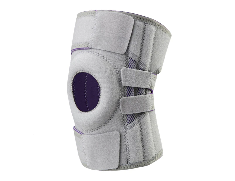 1Pc Knee Brace Adjustable Silicone Pad Anti-collision Open Style Knee Protection Knee Sleeve Compression Brace Support for Sports-Light Grey One Size - Light Grey