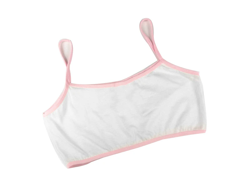 Nirvana Kids Girls Spaghetti Strap Underwear Maiden Cotton Sports Brassiere Training Bra-Pink