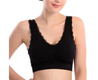 Nirvana Women Fashion Comfort Seamless Traceless Yoga Wirefree Sports Jogging Vest Bra-Black