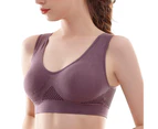 Sports Bra Hollow Out Thin Intimacy Comfortable Breathable Solid Color Breast Support U-shaped Back Women Bras Inner Wear Garment-Purple