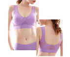 Sports Bra Hollow Out Thin Intimacy Comfortable Breathable Solid Color Breast Support U-shaped Back Women Bras Inner Wear Garment-Light Purple