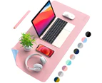 Desk Pad Desk Protector Mat - Dual Side PU Leather Desk Mat Large Mouse Pad, Writing Mat Waterproof Desk Cover-23.6" x 13.8"-Light Blue/Baby Pink