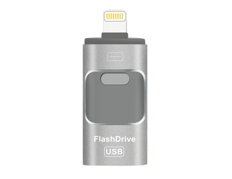 Flash Drive, 3 in 1 USB 3.0 Memory Stick, Photo Stick External Storage Thumb Drive for iPhone iPad Android Computer-Silver-grey-128GB