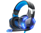 Gaming Headset for PS5 PS4 PC Xbox One, Surround Sound Over Ear Headphones with Mic, LED Light for Mac Laptop Switch Playstation Xbox Series X/S -Blue