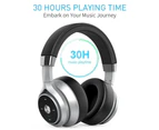 Active Noise Cancelling Bluetooth Headphones Over Ear with Microphone Hi-Fi Deep Bass Comfortable Protein Earpads Wireless Headphones-silver