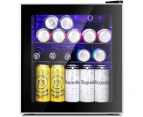 Advwin 46L Bar Fridge Glass Door Mini Fridge Drink Cooler Beverages Refrigerator