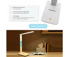 Foldable Wireless LED Desk Lamp and Digital Clock- USB Charging - White