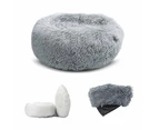 Machine Washable Calming Donut Cat and Dog Pet Bed - Light Gray- Small