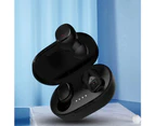 Wireless Headphones Stereo Headset Mini Earbuds with Mic - USB Charging - Black