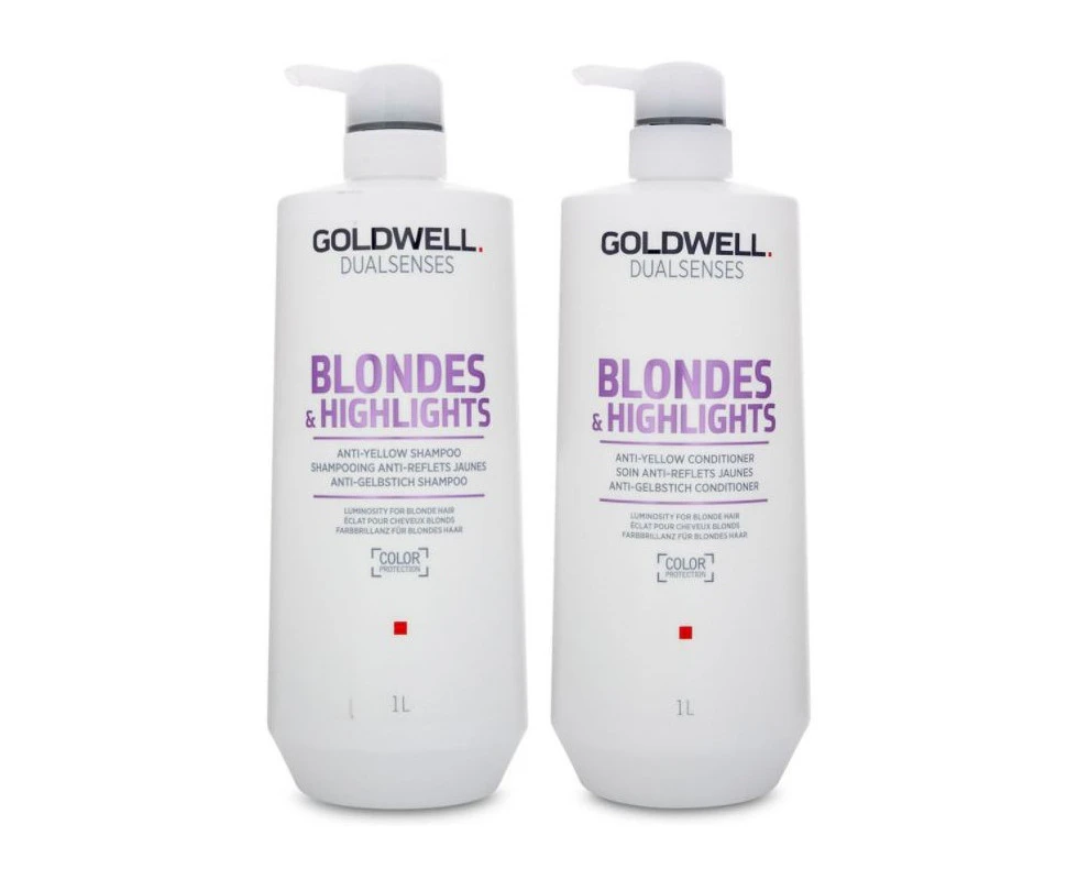 Goldwell Dualsenses Blondes & Highlights Anti-Yellow Shampoo & Conditioner 1 Litre Duo