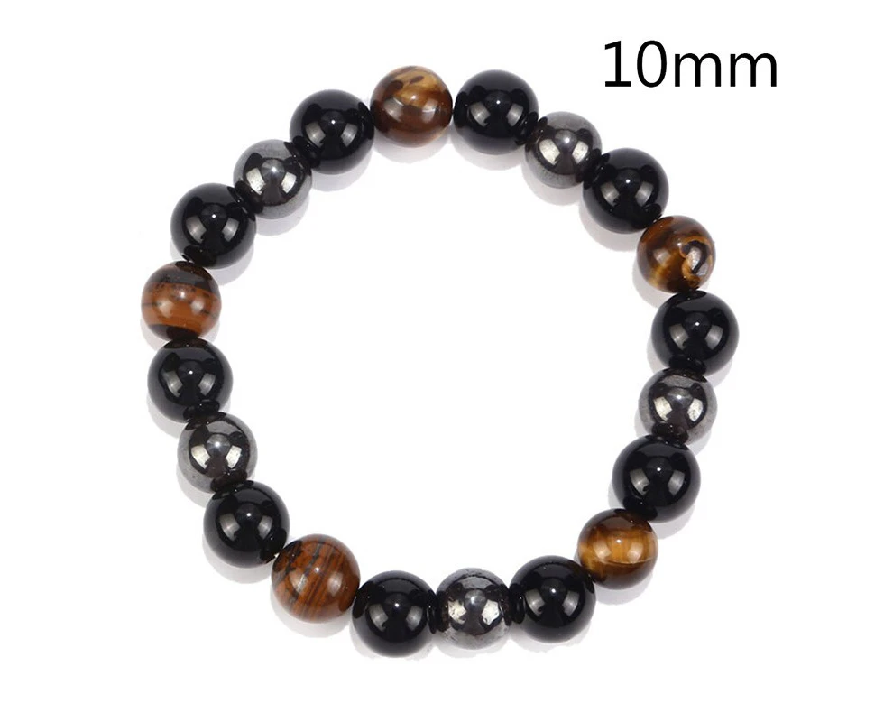 10Mm 8mm / 10mm Tiger Eye & Hematite & Black Obsidian Stone Bead Bracelet Men Bracelet Jewelry Gift