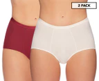 Bendon Women's Body Cotton Trouser Brief 2-Pack - Rhubarb/Linen