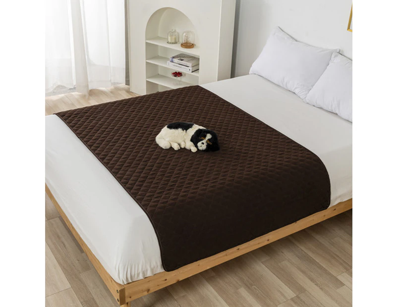 Water Repellent Quilted Mattress Bed Cover Fitted Sheet Dog Furniture Protector Coffee - L