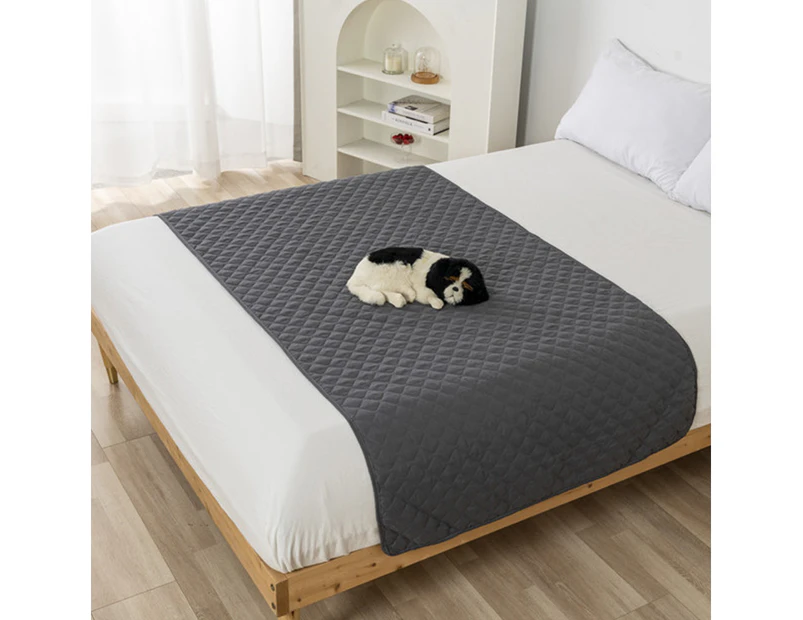 Water Repellent Quilted Mattress Bed Cover Fitted Sheet Dog Furniture Protector Dark Grey - L