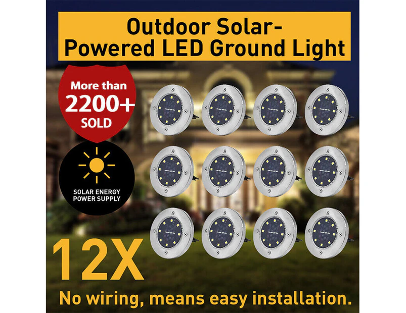 Solar Powered LED Buried Inground Recessed Light Garden Deck Pathway Outdoor