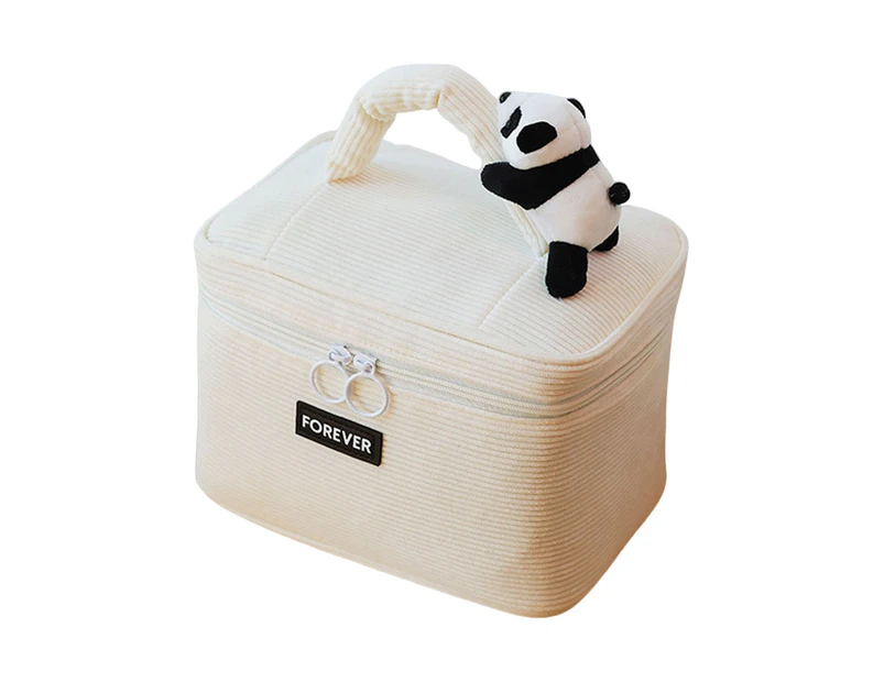 Cosmetic Bag Large Capacity Exquisite Soft Zipper Cute Panda Tote Makeup Storage Pouch for-White
