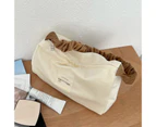 Corduroy Handbag Portable Large Capacity Storage Items Cotton Thread Wrinkly Shoulder Strap Tote Bag for-Beige