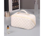 Cosmetic Bag High Capacity Portable Waterproof Faux Leather INS Autumn Travel Make-up Bag for Daily-White-One Size