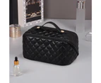 Cosmetic Bag High Capacity Portable Waterproof Faux Leather INS Autumn Travel Make-up Bag for Daily-Black-One Size