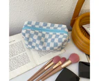 Makeup Bag High Capacity Dust-proof Portable INS Checkerboard Women Toiletries Organizer for Daily-Blue