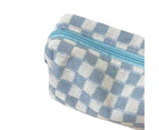 Makeup Bag High Capacity Dust-proof Portable INS Checkerboard Women Toiletries Organizer for Daily-Blue