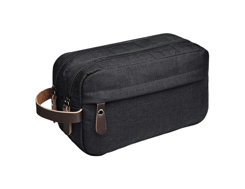 Unisex Toiletry Bag Water Resistant Portable Large Capacity Multiple Compartments Travel Shaving Bag Cosmetic Storage Bag for-Black
