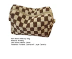 Makeup Bag High Capacity Dust-proof Portable INS Checkerboard Women Toiletries Organizer for Daily-Khaki