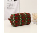 Makeup Bag High Capacity Dust-proof Portable Christmas Style Red Women Toiletries Organizer-Dark Red
