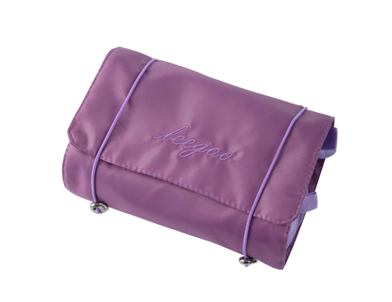 Makeup Bag High Capacity Portable Dust-proof Folding 4 in 1 Mesh Separable Cosmetics Pouch for Daily-Purple