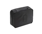 Makeup Bag Waterproof Double Zipper Black Compartment Design Toiletry Organizer Travel Supplies-Black