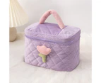 Makeup Bag Large Capacity Lovely Corduroy Ins Candy Colors Cosmetic Bag for Travel-Purple-L