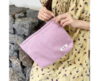 Makeup Pouch Large Capacity Collapsible Washable Women Retro Corduroy Cosmetic Bag for Outdoors-Pink