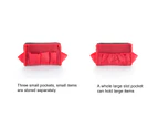 Makeup Bag Waterproof Large Capacity Polyester Smooth Zipper Toiletry Bag for-Black+Red
