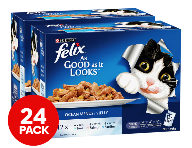 2 x 12pk Purina Felix As Good As It Looks Ocean Menu Cat Food Multipack 85g