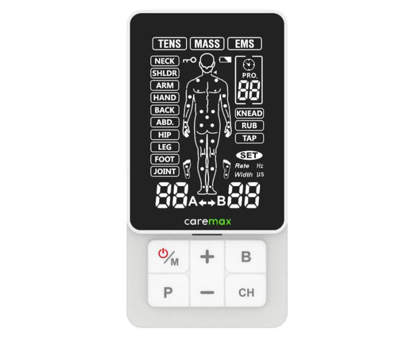 Caremax 2.0 Pro TENS Machine & EMS 3 In 1 Combo Unit