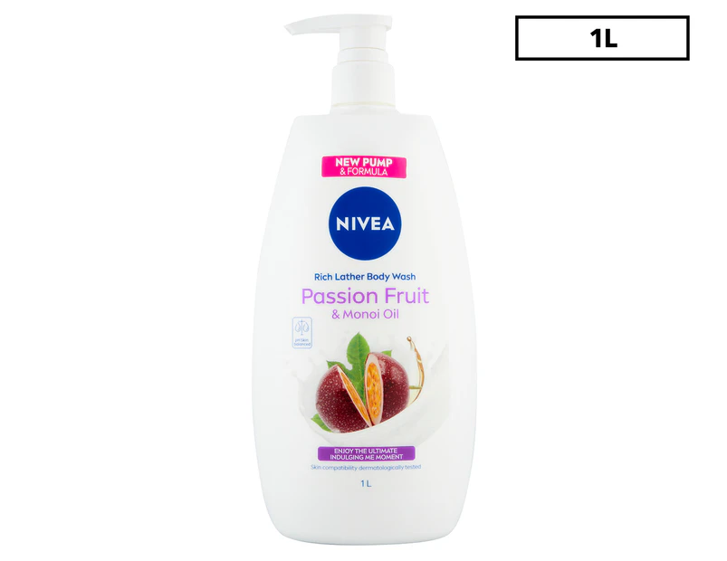 Nivea Rich Lather Body Wash Monoi Oil & Passion Fruit 1L