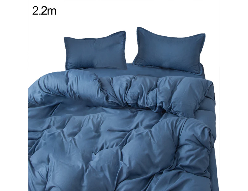 Sunshine 3/4Pcs Solid Color Bedclothes Quilt Cover Bed Sheet Pillow Case Bedding Set-Royal Blue