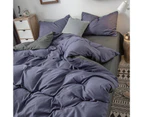 Sunshine 3/4Pcs Solid Color Bedclothes Quilt Cover Bed Sheet Pillow Case Bedding Set-Purple Grey