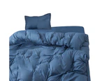 Sunshine 3/4Pcs Solid Color Bedclothes Quilt Cover Bed Sheet Pillow Case Bedding Set-Light Blue