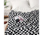 Sunshine Throw Blanket Checkerboard Design Comfortable Touch Polyester Winter Indoor Bed Sofa Wool Warm Blanket Daily Use-Black