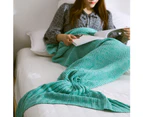 Sunshine Solid Color Mermaid Tail Knitted Bed Sofa Sleeping Rest Blanket Home Decoration-Blue Grey