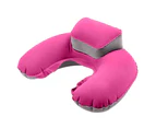 Sunshine 44x29cm Soft U Shape Inflatable Travel Pillow Sleeping Rest Neck Support Cushion-Rose-Red
