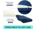 BJWD 60*35cm Memory Foam Pillow Neck Pillows Contour Rebound Cushion Support Soft Pain Relief-(Blue)